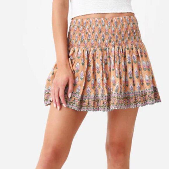 NWT: Sur La Vague SLV Cafe Mini Skirt 100% Cotton Floral Indian Block Print - Picture 1 of 11